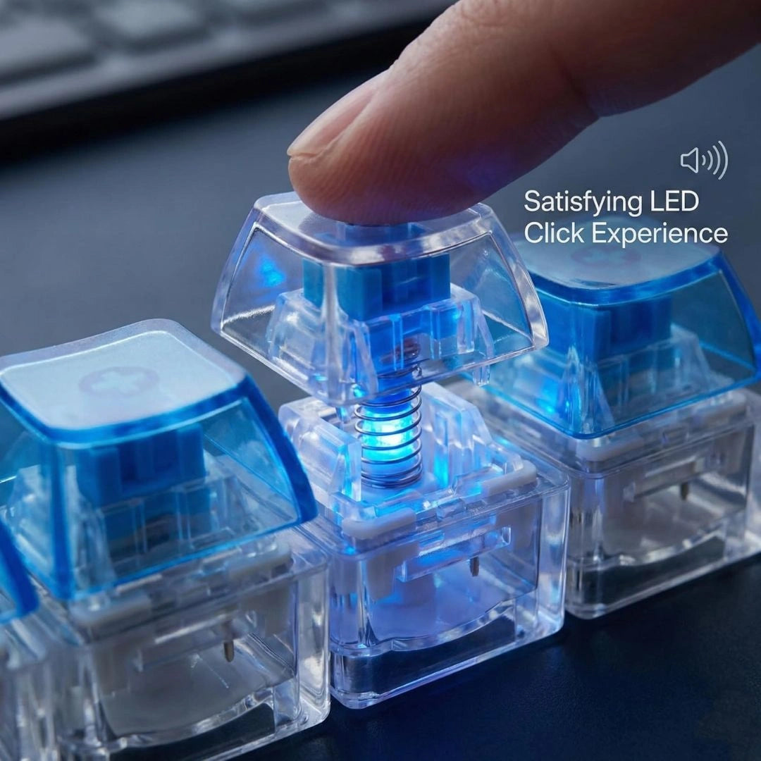 Fingers pressing keys on keyboard fidget toy