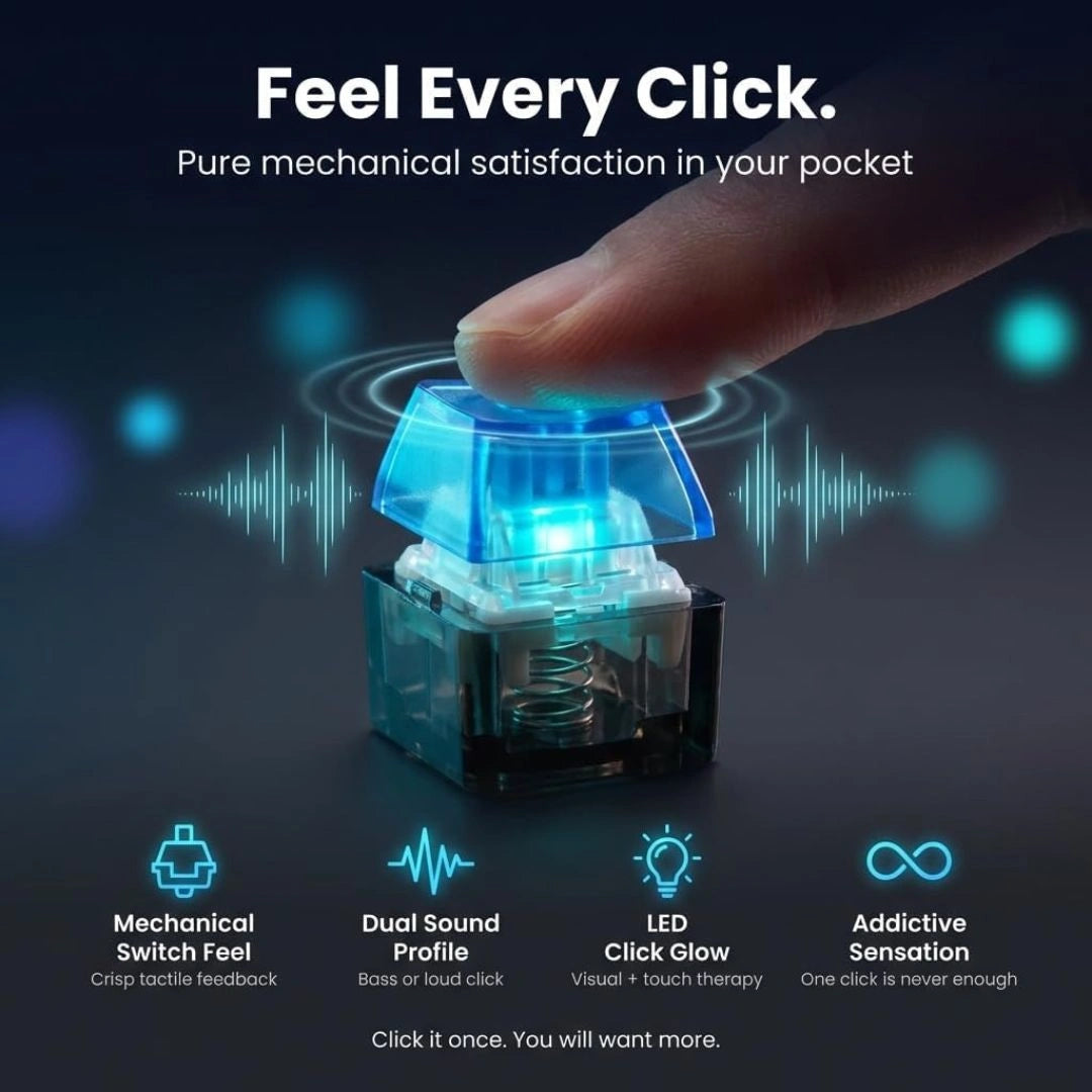 Compact keyboard fidget in hand