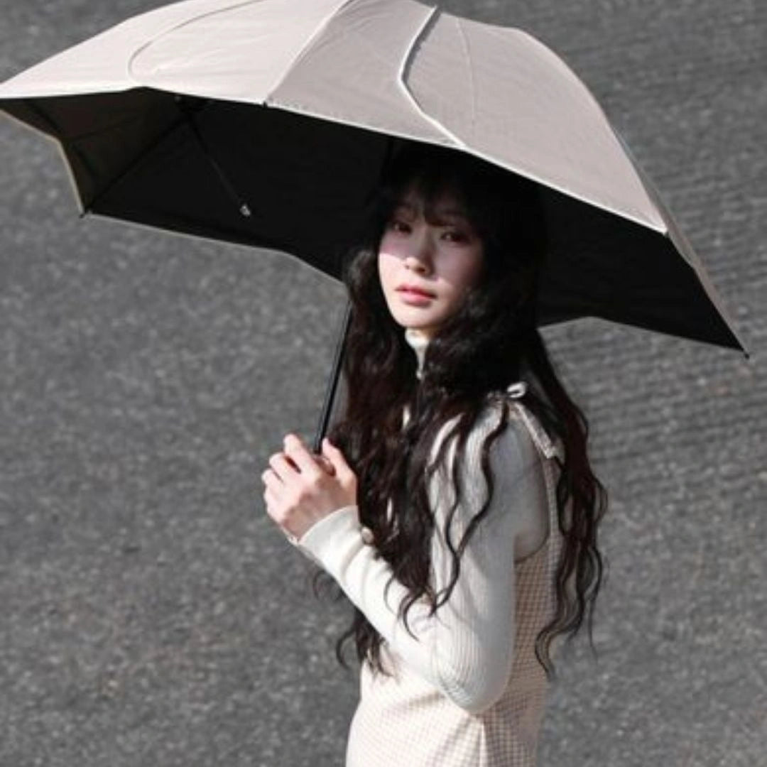 Mini umbrella open showing canopy coverage